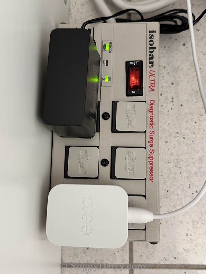 One of my Tripp-Lite ISOBAR surge protectors with the plug covers on the empty inlets